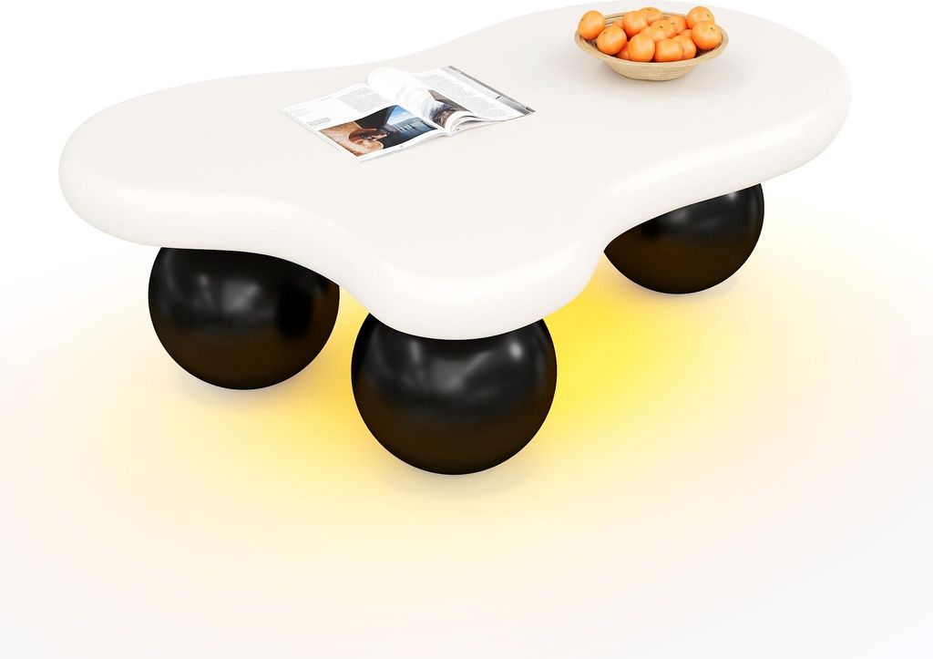 Fortuna Lai Cloud Style Couchtisch mit LED-Beleuchtung – 16 Farben wählbar, Coffee Table, Wolkenform-Design, Rundbein-Design, stilvolles Highlig...