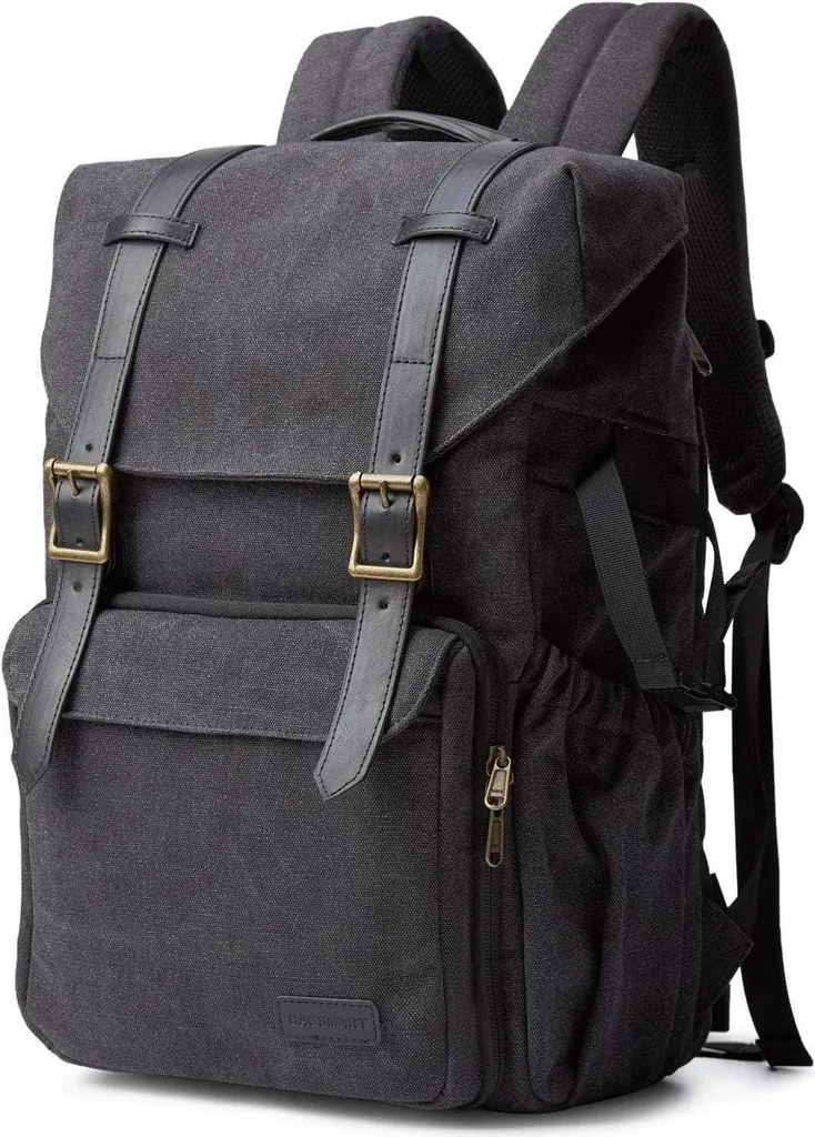 Sac à dos pour appareil photo antivol en toile imperméable et trépied