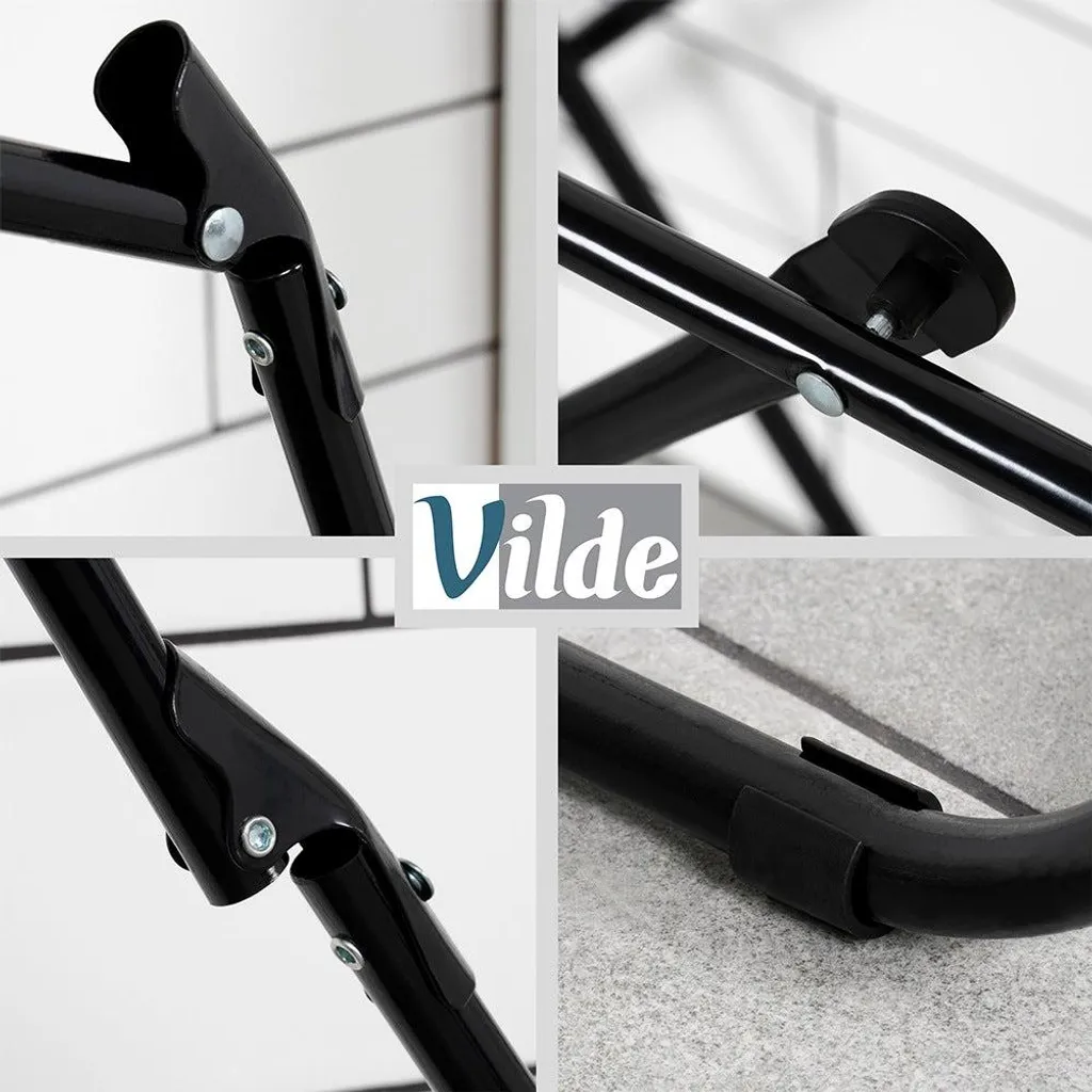 Séchoir à Linge Pliable Noir 93cm Vilde - Structure en Acier Renforcé - 4