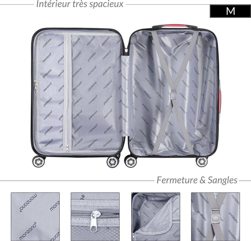 MONZANA® Valise rigide Exopack noir Taille M Serrure TSA 4 Image du produit 