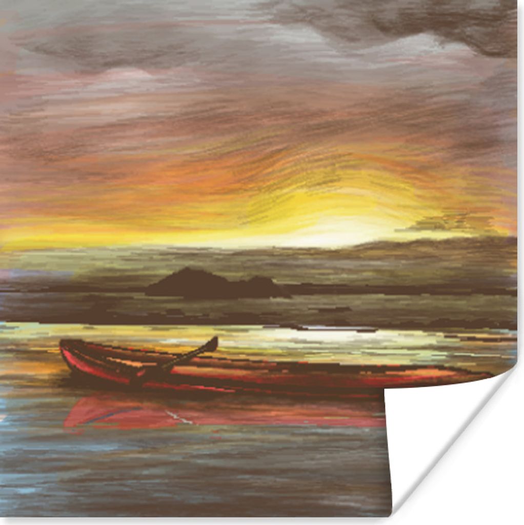 MuchoWow Poster Boot - Meer - Sonne 75x75 cm - Wand Dekoration