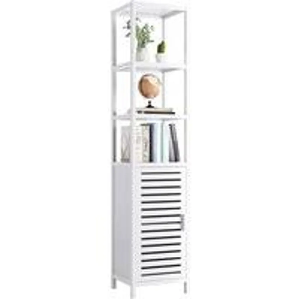 Porte-serviettes salle de bain en bambou blanc haut étroit 100cm