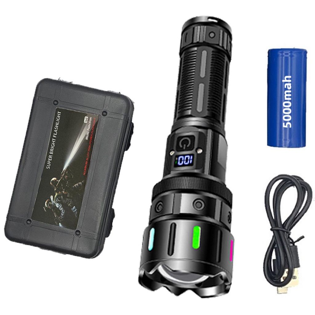 Taschenlampe LED Aufladbar, extrem helle 20W LED 990000 Lumen, 5 Lichtmodi, tragbare starke Lampe für Camping und Outdoor