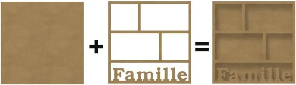 Cadre Photo Famille 30x30 cm en MDF Brut à Customiser - Marque Gomille