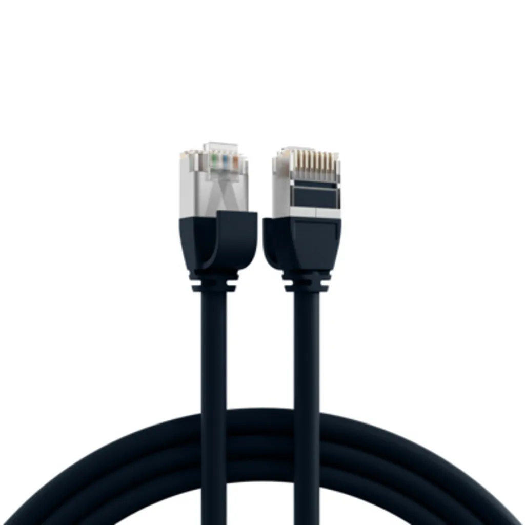 Câble RJ45 anti-torsion Cat.6A 2m U/FTP pour espaces réduits noir