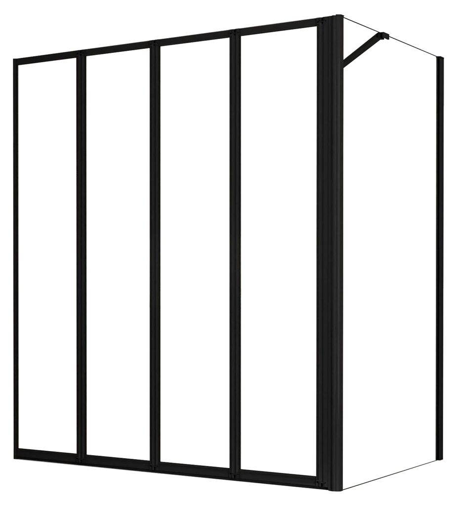 Duschspa 100x140cm Badewannenaufsatz 4-teilig Schwarz Produktbild 