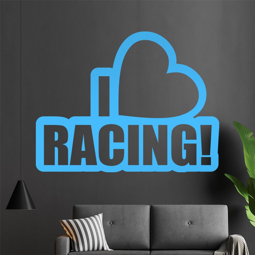I love racing Wandtattoo in 6 Größen - Wandaufkleber Wall Sticker - Dekoration, Küche, Wohnzimmer, Schlafzimmer, Badezimmer