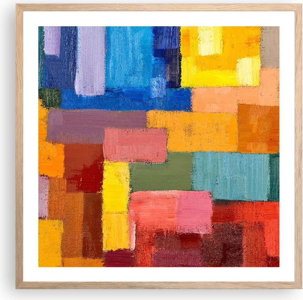 Gerahmtes Poster - Rahmen in heller Eiche - Abstraktion modern - 60x60 cm - Wand Bild - Wanddeko - Wandbilder - Wandposter - Bilderrahmen - Bilder ...