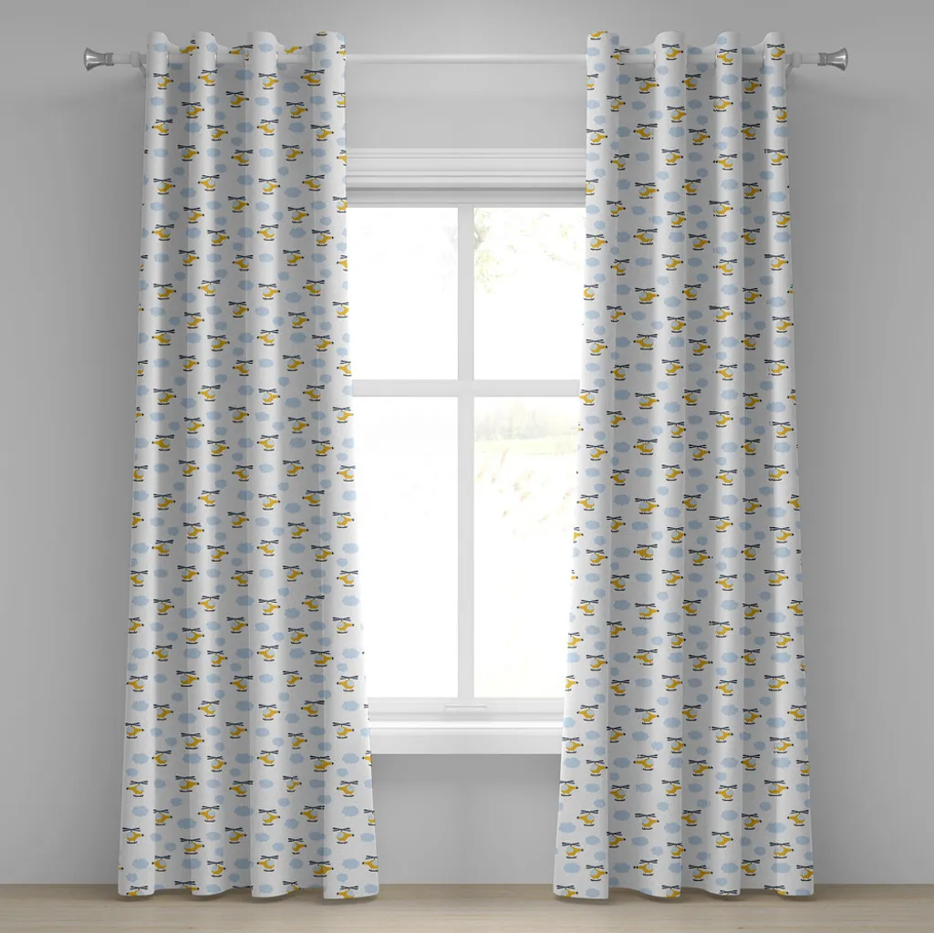 Rideaux occultants pour chambre enfant motif avion et nuages 280cm