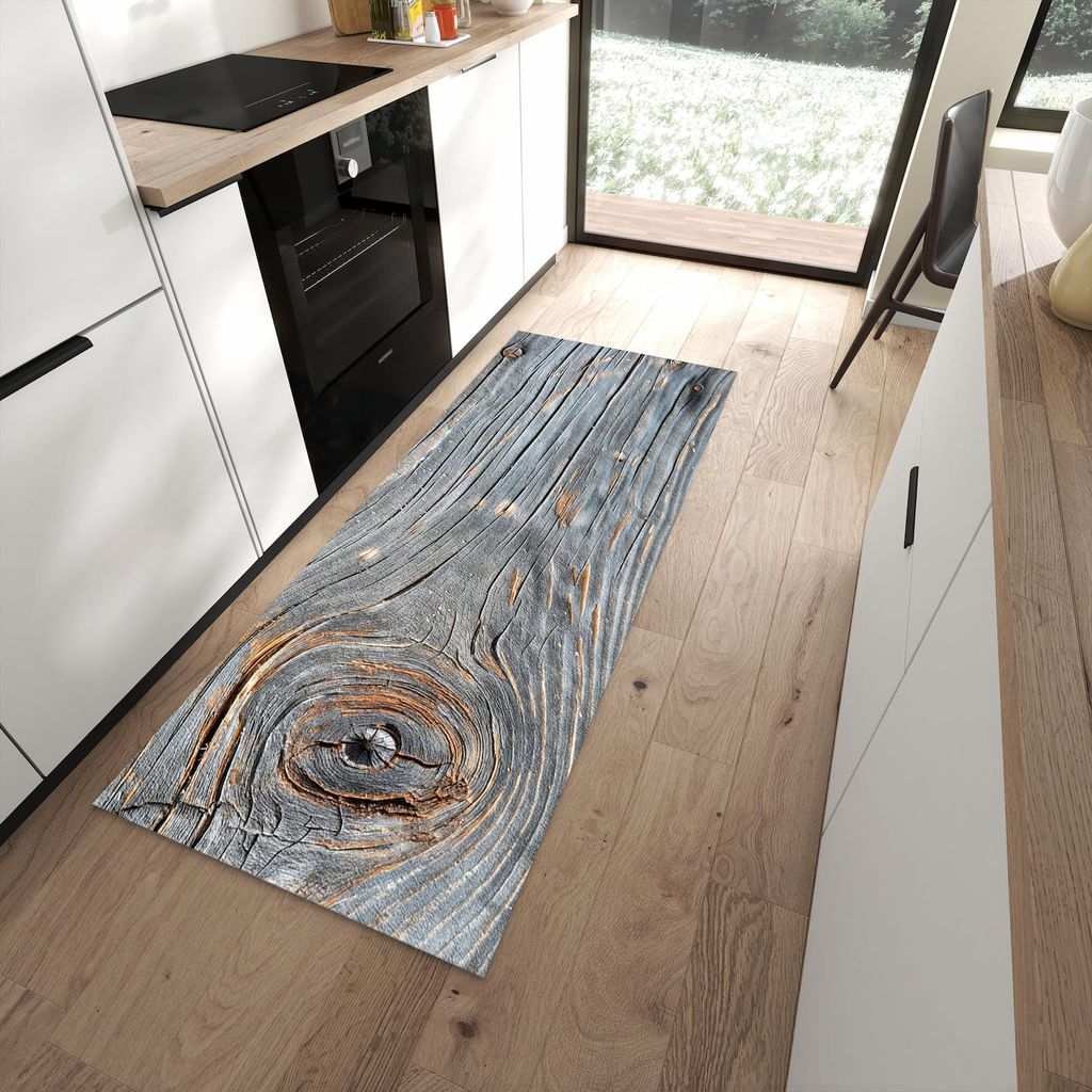 Küchenteppich 80x200cm rutschfest & abwischbar PVC Läufer - Holzstruktur Vintage