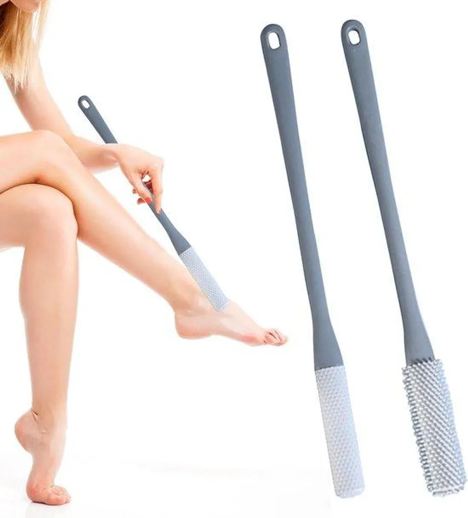 2 Paires Poignées de Douche Souples 40 cm Manche Long Grises - Lot de 4