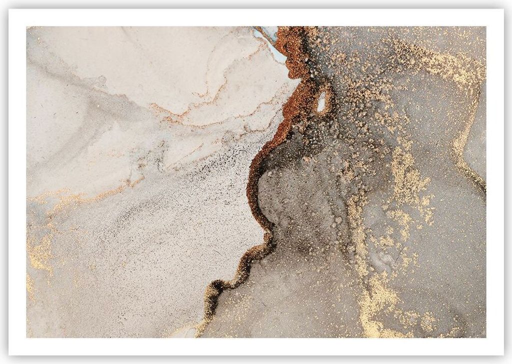 Poster - Poster ohne Rahmen - Stein Sand Abstraktion - 100x70 cm - Wand Bild - Wanddeko - Wandbilder - Kunstposter - Wandposter - Bilder - Kunstdru...