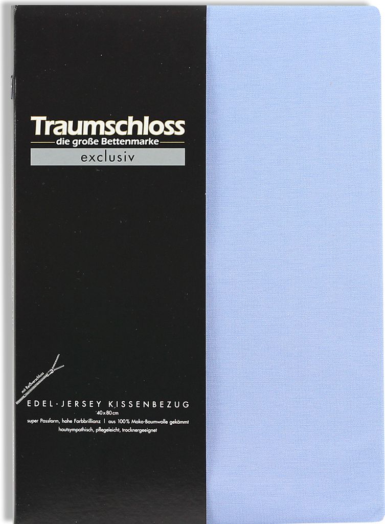 Traumschloss Exclusiv Edel-Jersey Kissenbezug 40 x 140 cm mittelblau Edel-Jersey, mit Reißverschluss, Seitenschläferkissen