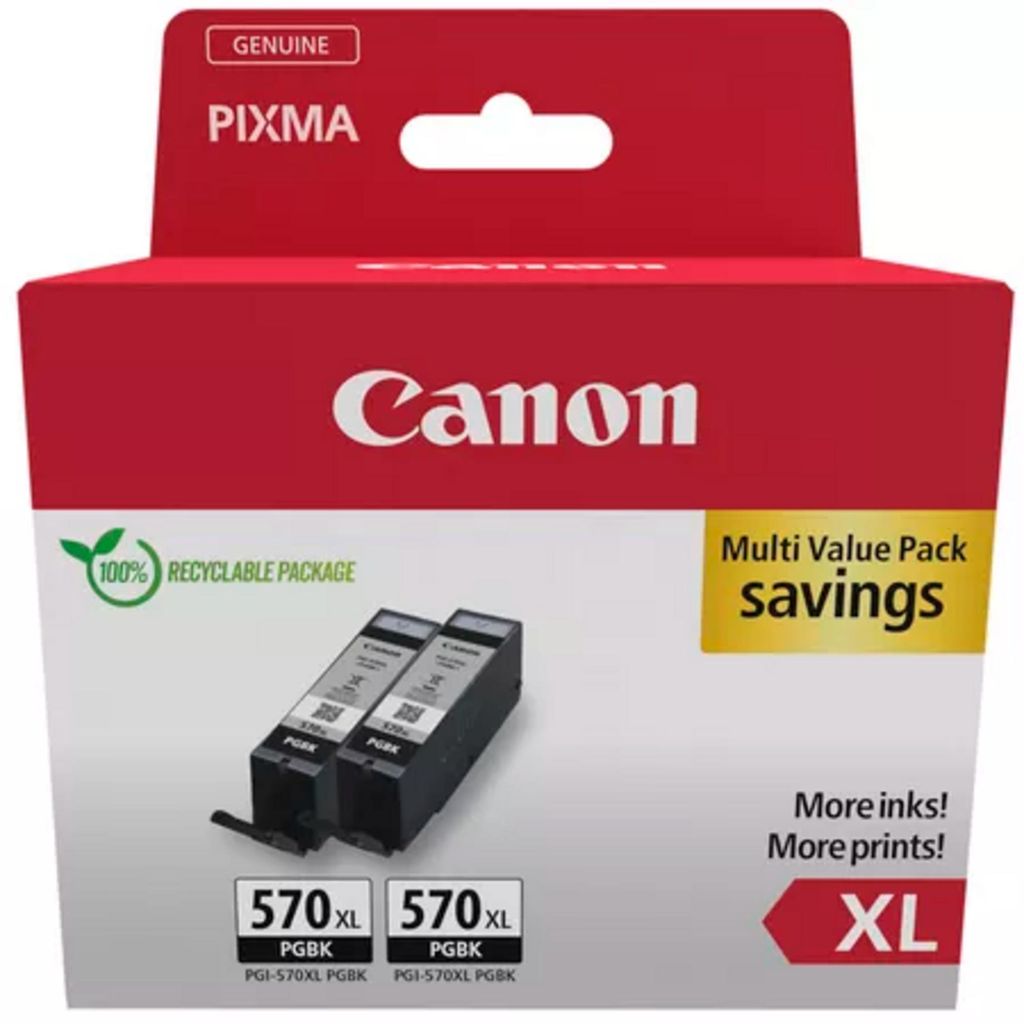 Canon PGI-570PGBK XL Twin Pack - 2er-Pack - 22 ml - XL - Schwarz - original - Tintenbehälter - für PIXMA TS5051, TS5053, TS5055, TS6050, TS6051, ...