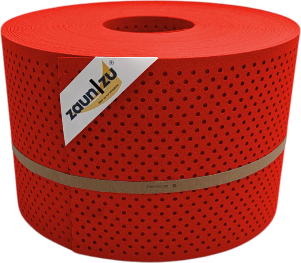 Doppelstab Sichtschutz zaun|zu PREMIUM gelocht 15% Streifen PP Zaunblende Rot 50m