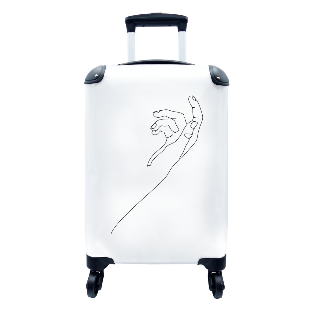 MuchoWow Koffer Handgepäck Trolley Rollkoffer Kleine Reisekoffer mit 4 Rollen - Linienkunst - Minimalismus - Hand - Cabin Size < 55x40x23 cm & 5...