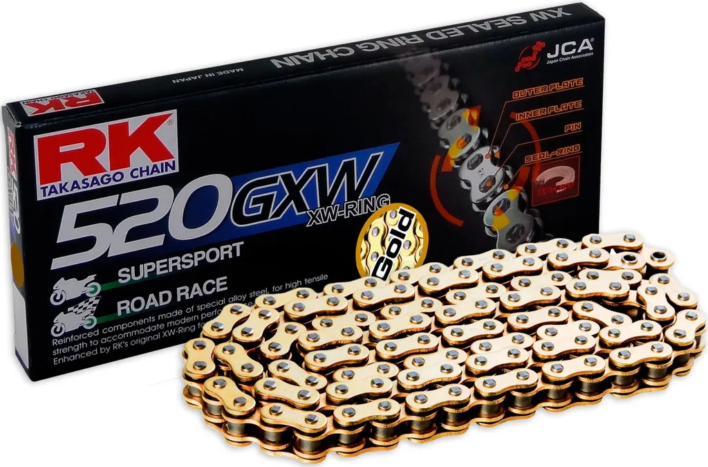 Chaîne RK GB520GXW XW-Ring : Résistance extrême et finition Or 94M