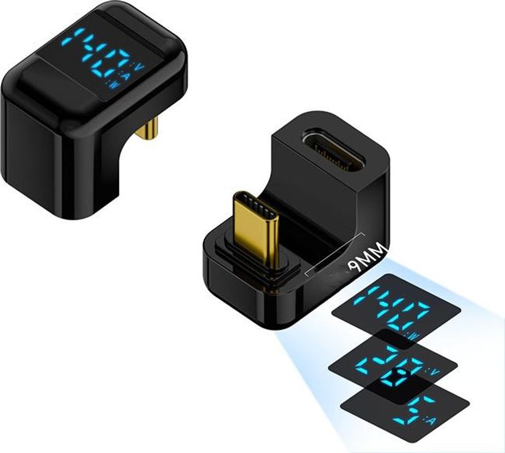 INF 2er Pack 240W USB-C Adapter U-Form mit Digitalanzeige, Schwarz Schwarz