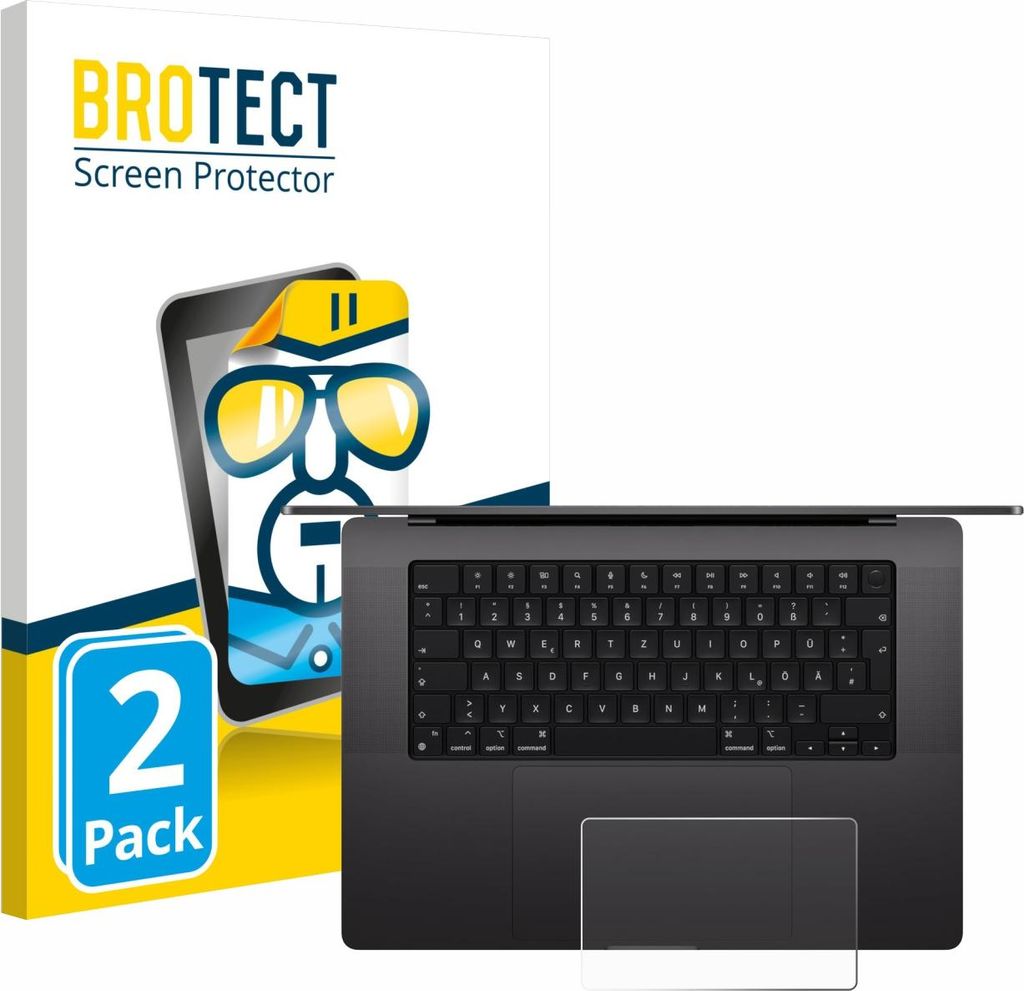2x Für Apple MacBook Pro 16" 2024 M4 (NUR Touch Trackpad) Schutzfolie BROTECT Displayschutz Display Schutz Folie Klar Transparent