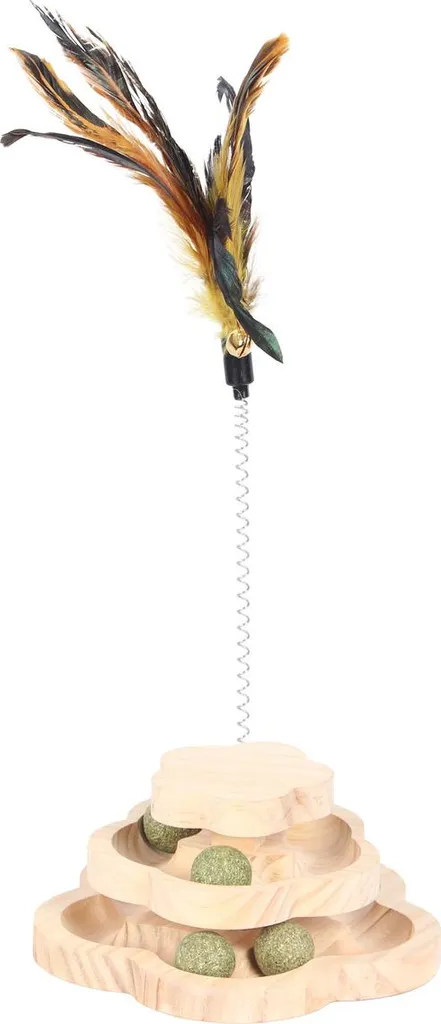 Jouet pour chat Duvo+ Spin n Play Flower interactif avec plumes et herbe