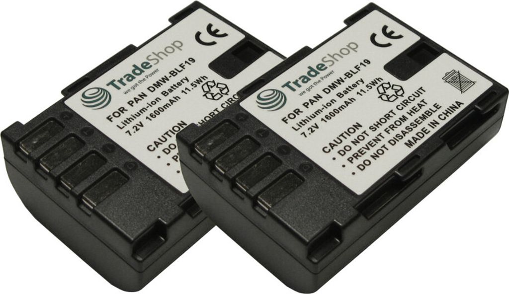 2x Trade-Shop Li-Ion Akku 1600mAh ersetzt DMW-BLF19 DMW-BLF19E passend für Panasonic Lumix DC-GH5 DC-G9 DC-GH9 DMC-GH3 DMC-GH4 Ersatz Batterie