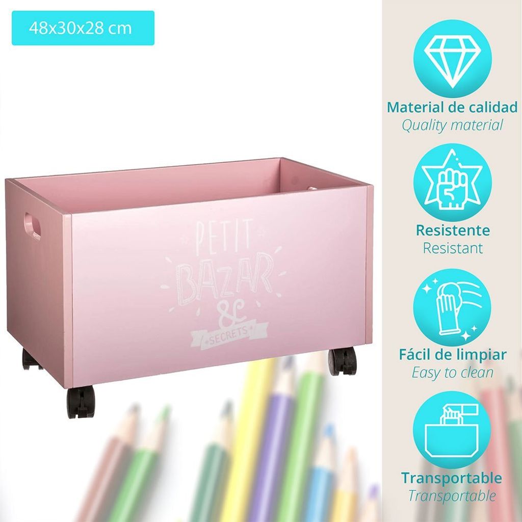 Spielzeugtruhe mit Rollen rosa - Atmosphera créateur Produktbild 8