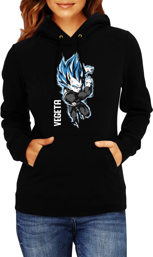 Damen Kapuzenpullover Japan Animation Manga Anime Comics Dragon Anime Manga Ball Z Vegeta Vegeta, Lady XL / Schwarz