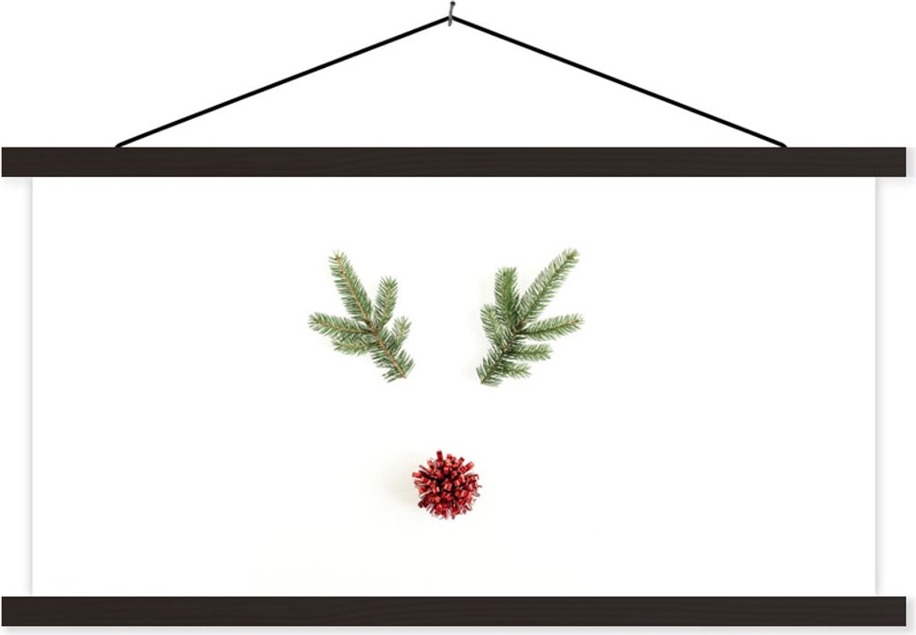 MuchoWow Textilposter Weihnachtsdekoration - Winter - Rentier 150x75 cm mit schwarzem Rahmen - Posterleiste