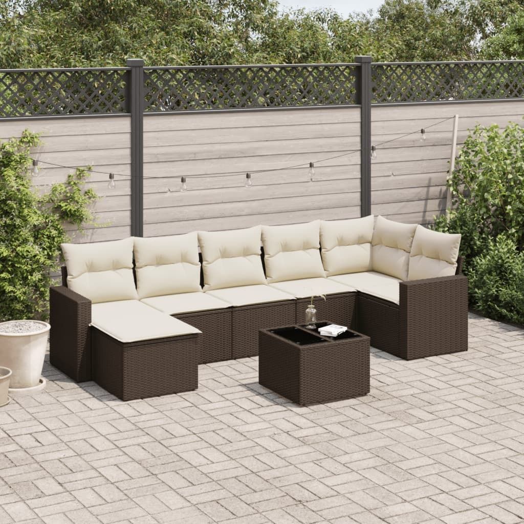 Maison Exclusive - 8-tlg. Garten-Sofagarnitur mit Kissen Braun Poly Rattan