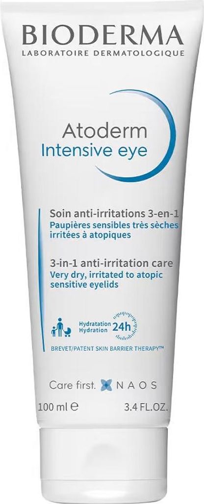 A white tube of Bioderma Atoderm Intensive Eye cream.