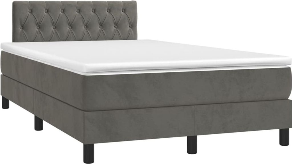 Cloris DesignMöbel Klassische Betten - Grau BoxspringBett - Doppelbett mit Matratze & LED Dunkelgrau 120x200cm Samt Schlichtes7137146