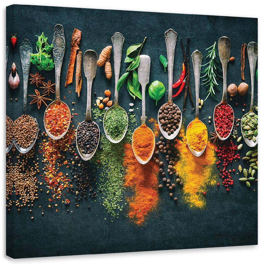 Leinwandbild Kräuter für die Küche 30x30 Feeby Bunt bild Produktbild 