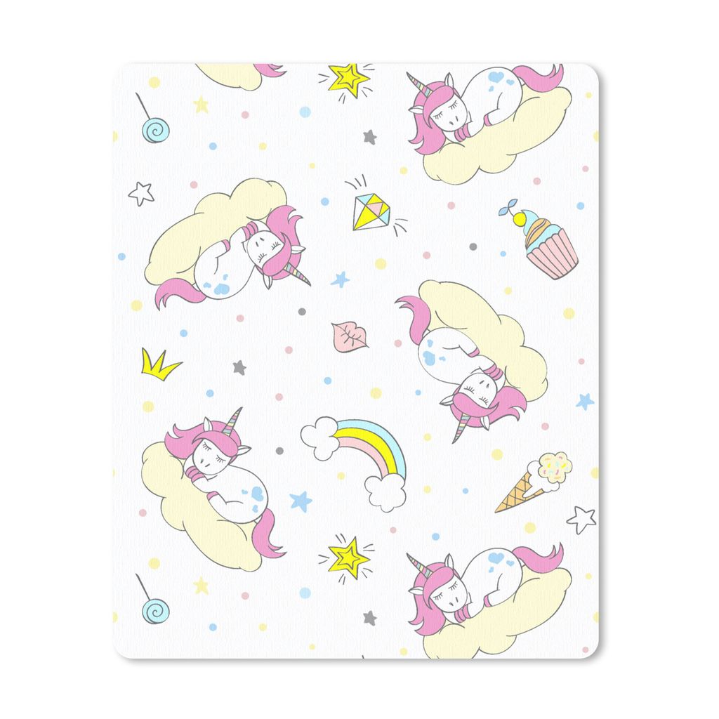 MuchoWow Mauspad Mousepad Einhorn - Muster - Regenbogen 19x23 cm - Mousepads - Maus Mat - Pad - Mausunterlage - Mauspads - Spielen