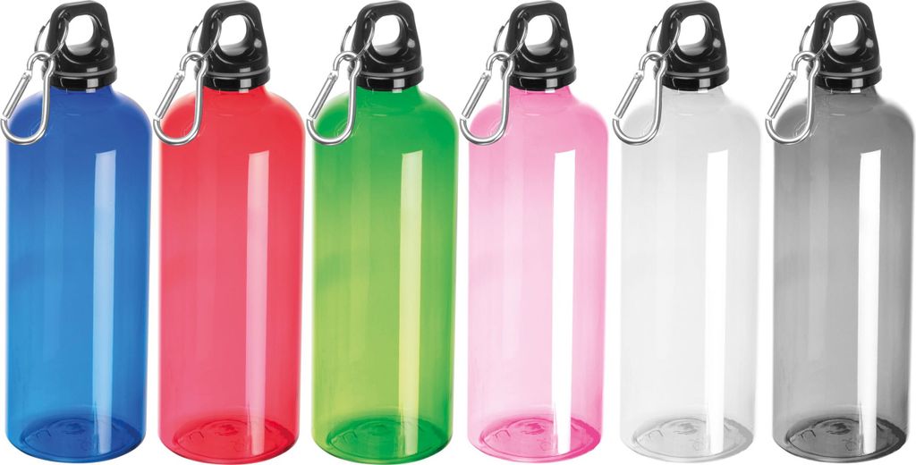 6x Sporttrinkflasche mit Karabinerhaken / 600ml / 6 Farben Produktbild 