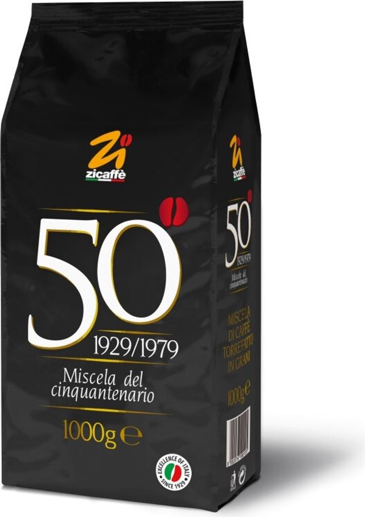 Zicaffe | Kaffeebohnen - 50' Cinquantenario - 1 kg - Hochwertige Espresso-Mischung - Aromatisch und Crema