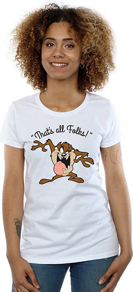 Looney Tunes - "That ́s All Folks" T-Shirt für Damen BI1223 (XL) (Weiß)