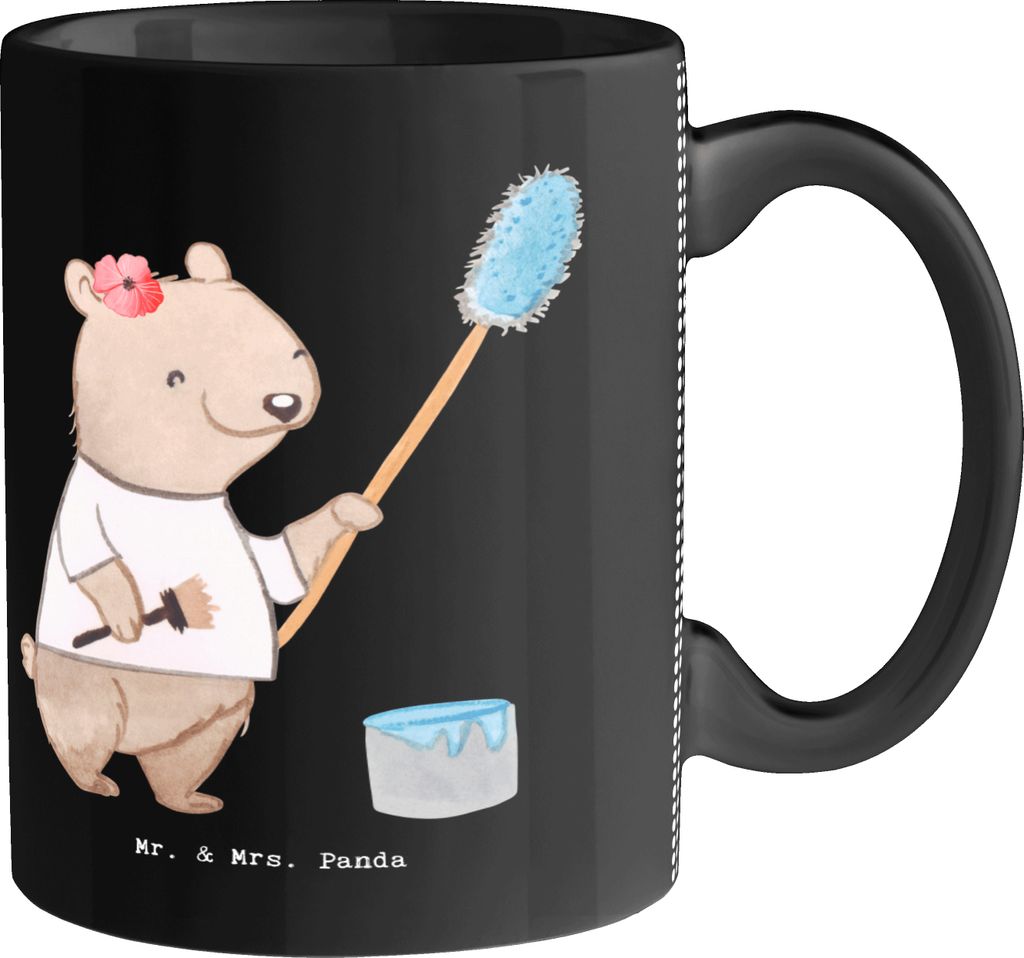 Mr. & Mrs. Panda Becher Malerin Herz - Schwarz - Geschenk, Renovieren, Gesellenprüfung, Malerbetrieb, Tapezieren, Keramiktasse, Kaffeetasse, Teeta...