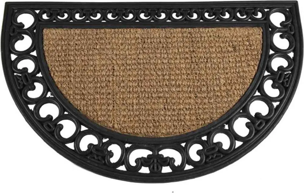 Tapis de porte extérieur demi-lune en coco et caoutchouc noir Gazelle