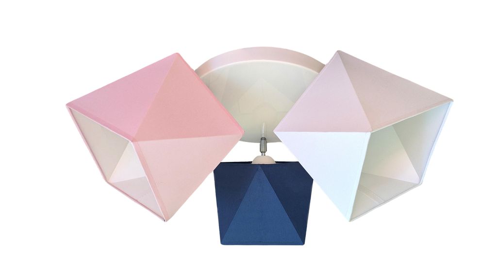 Deckenleuchte Deckenlampe Kinderleuchte Kinderlampe Leuchte Lampe mehrfarbig Stern Metall 230V (N149-G3 Glatt, Rosa-Weiß-Blau)