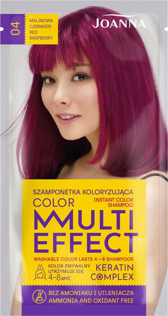 Joanna Multi Effect Color Keratin Complex Shampoo - 04 Himbeerrot 35 g