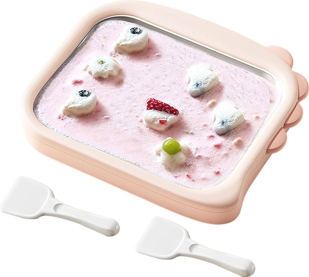Eismaschine für Kinder aus Edelstahl, inklusive 2 Schabern, zum Einfrieren von Joghurt und Sorbet – ganz ohne Stromanschluss – DIY-Set für ha...