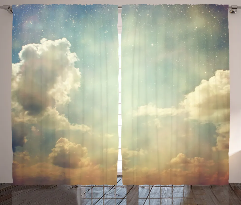 Rideau pour Chambre à Coucher Thème Ciel Étoilé Style Vintage 280x225 cm