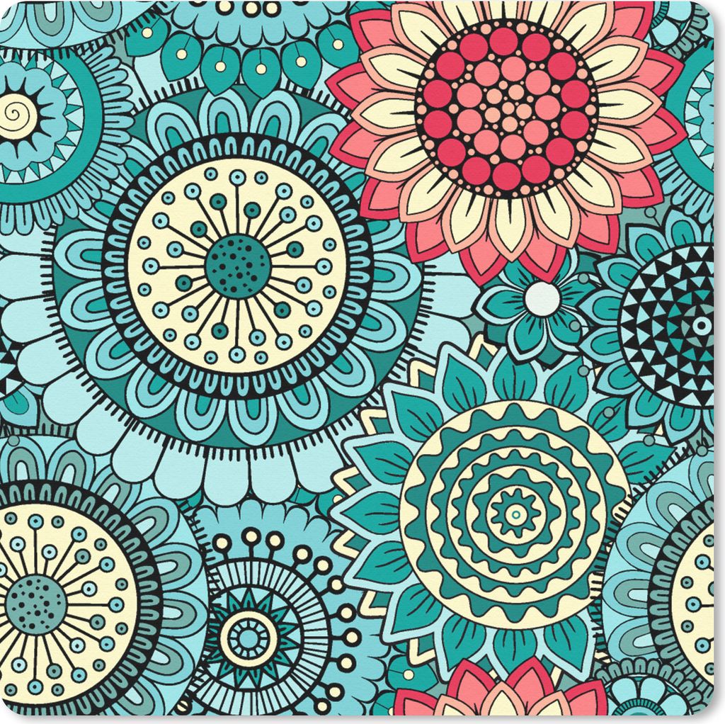 MuchoWow Mauspad Mousepad Mädchen - Blumen - Muster - Mädchen - Kinder - Kinder 20x20 cm - Mousepads - Maus Mat - Pad - Mausunterlage - Desk Ma...