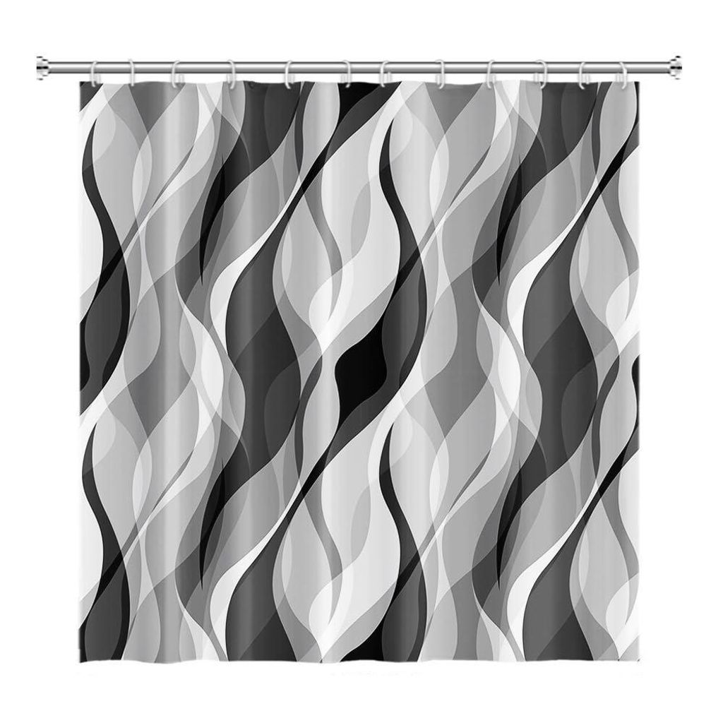 OKWISH Duschvorhänge mit Druckstreifen, Wasserdichtes Badezimmer-Duschvorhang für Badewanne und Dusche, Modernes Design für Badezimmer, Pflegele...