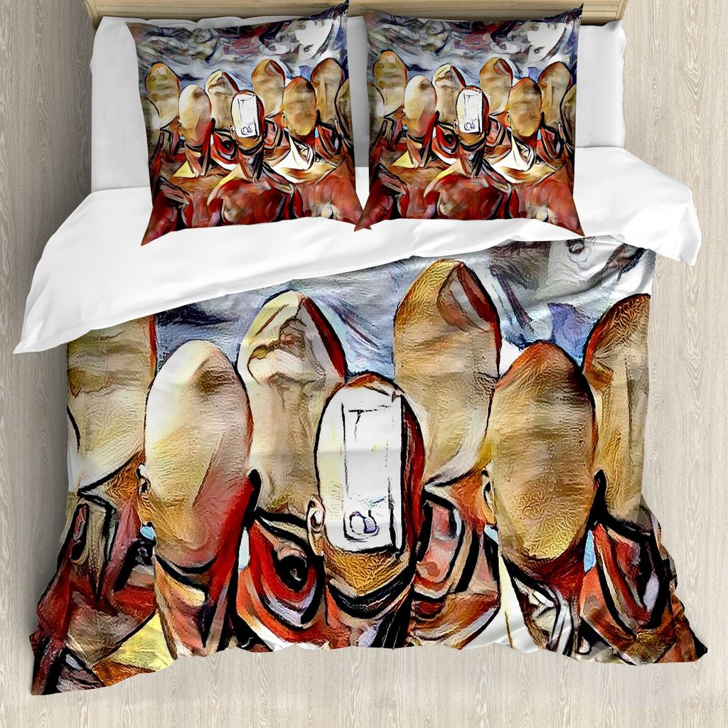 ABAKUHAUS Abstrakt Surreal Bettbezug Set für Einzelbetten, Faceless Men Kunst, Milbensicher Allergiker geeignet mit Kissenbezug, 155 cm x 220 cm -...