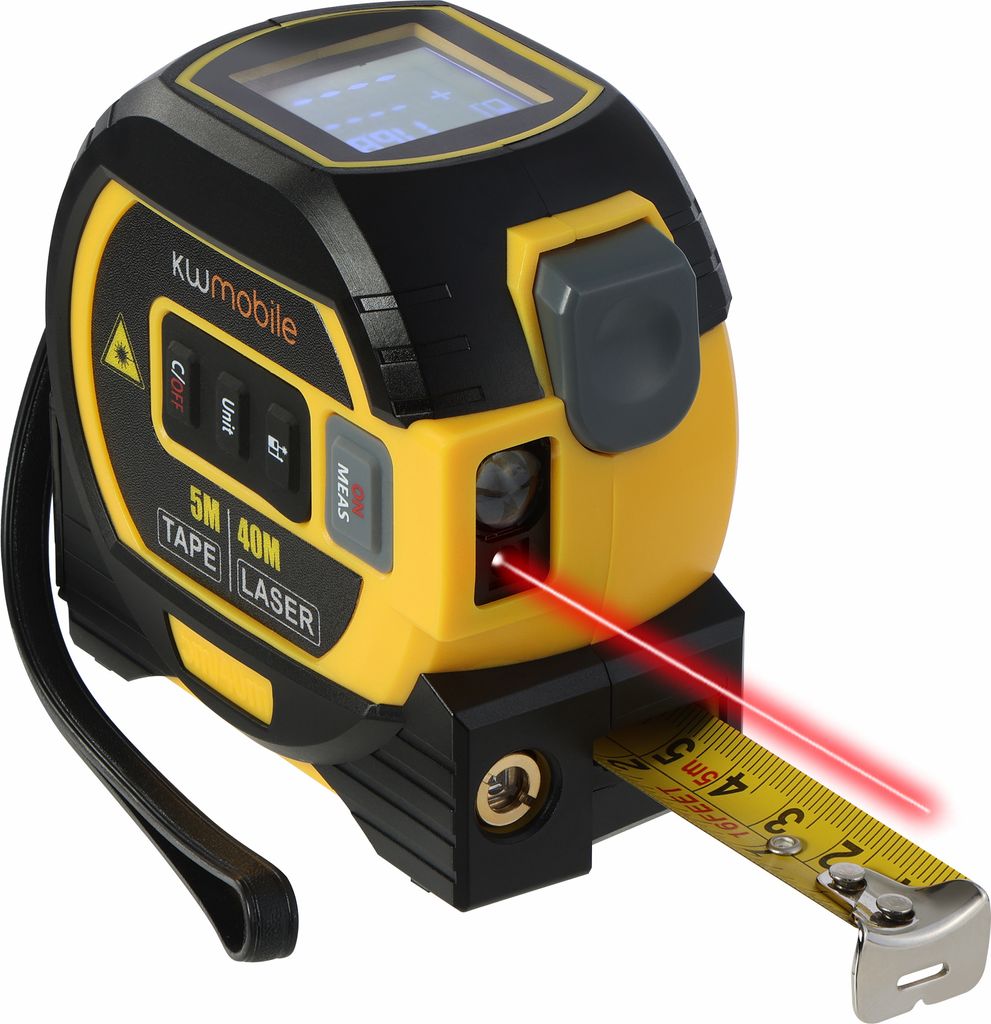 kwmobile 3-in-1 Laser-Entfernungsmesser - Präzises digitales Maßband mit Laser - Massband mit Laser - Rollmeter 5m - Laser Massband - Lock-Funktion