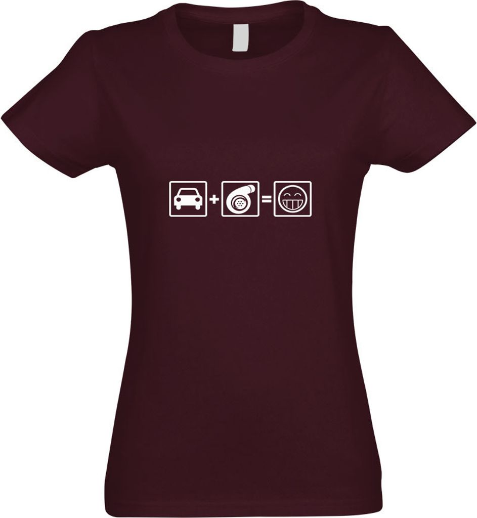 Kiwistar - T-Shirt tailliert - Damen - Burgund - Turbo Boost - mit Motiv Bedruckt - Funshirt Design - Sport - Freizeit - Damen - S