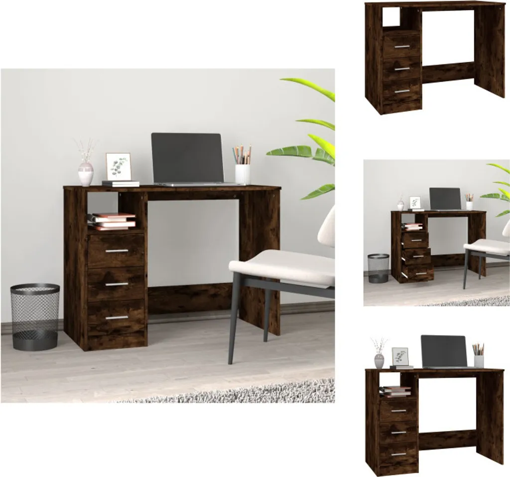 vidaXL Scrivania Rovere Fumé 102x50x76 cm con Cassetti | Arredo Studio