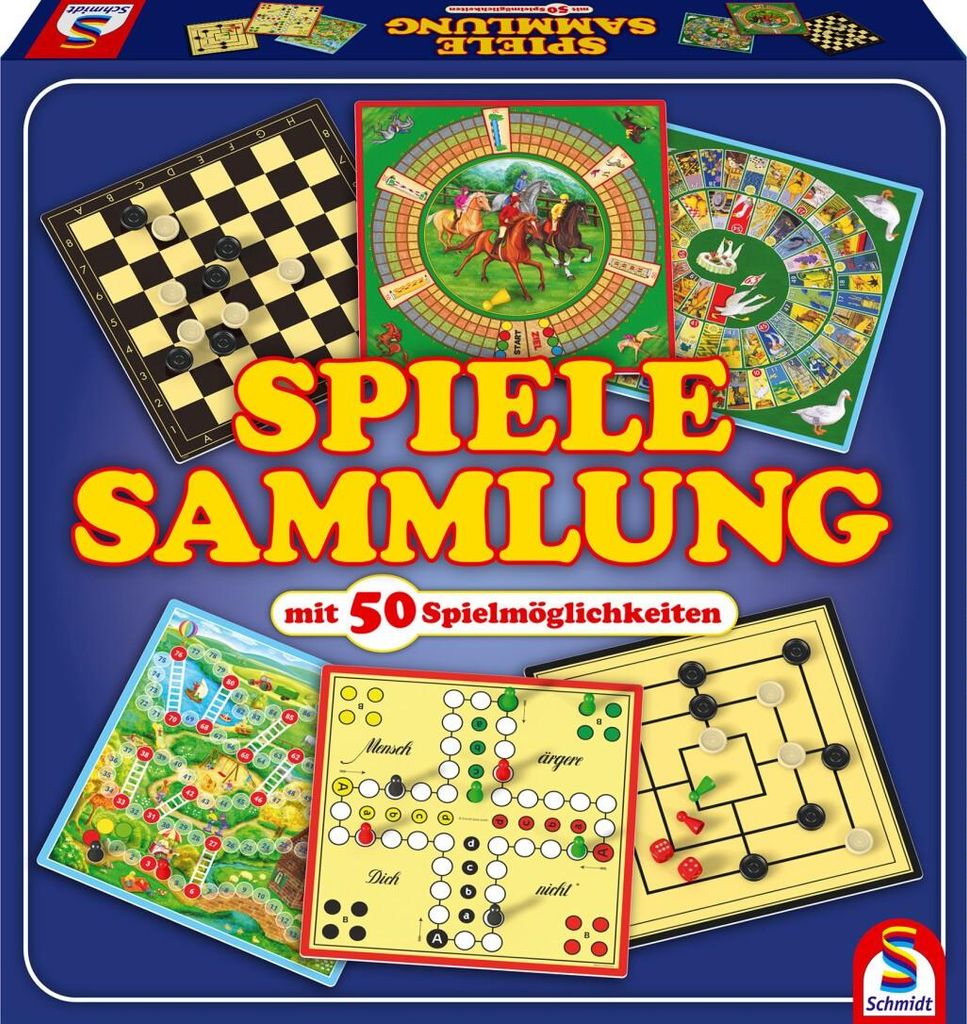 A collage of various board games, presented as a collection.