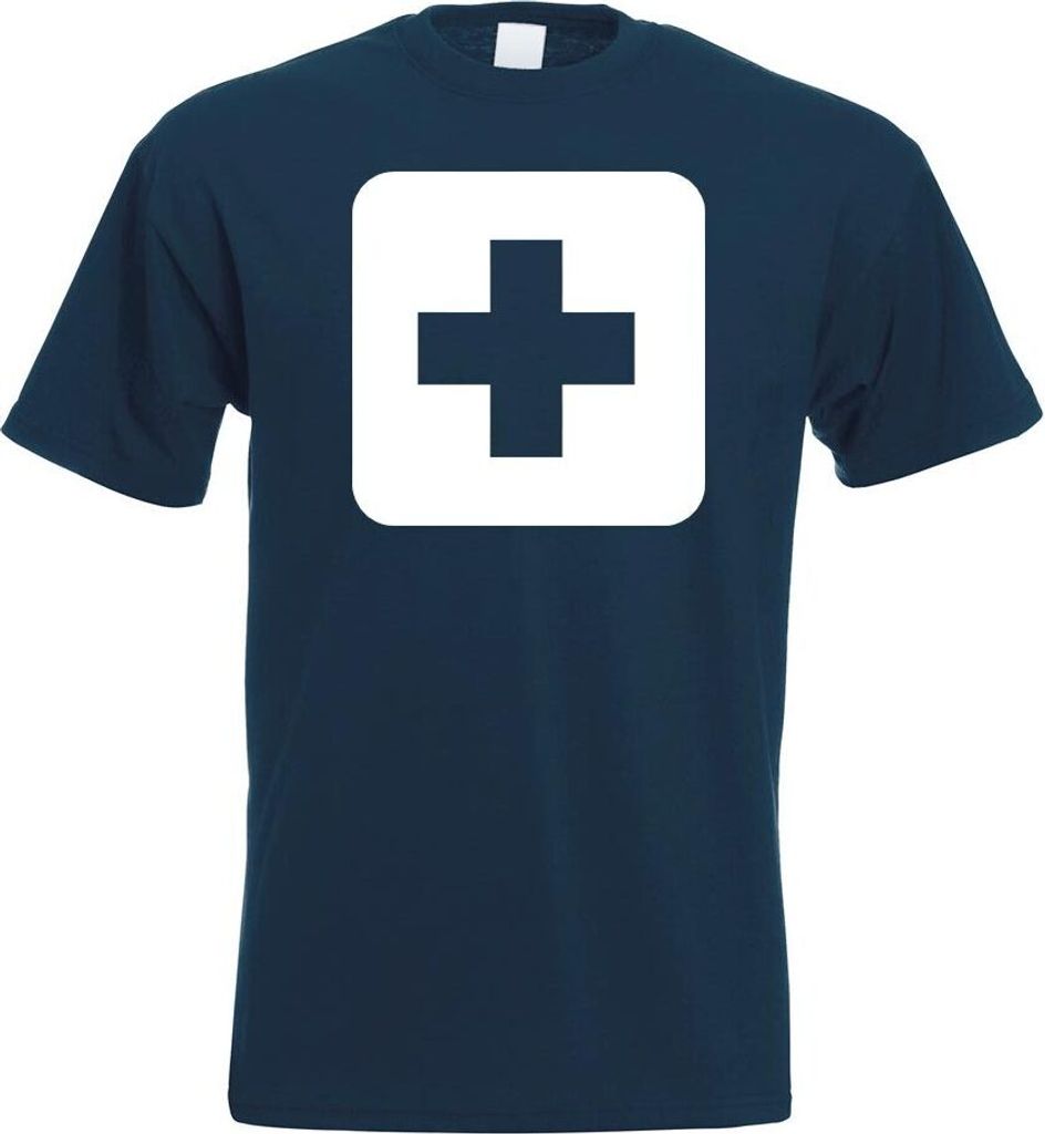 Kiwistar - T-Shirt - Navy - Erste Hilfe Stelle Piktogramme Herren Funshirt Bedruckt Design Sprüche Spruch Motive - mit Motiv Bedruckt - Funshirt D...